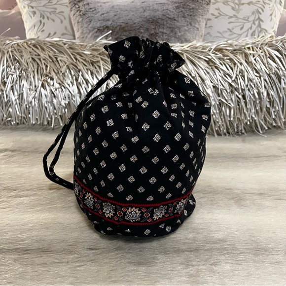 Vintage VERA BRADLEY Classic Black 2002 Ditty Bag Drawstring Plastic Lined Y2K - Picture 4 of 12